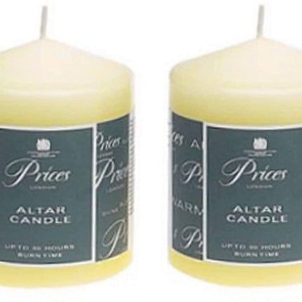 2 x 2 x Ivory Altar Candle 100mm X 80mm 50 Hours Burn Time