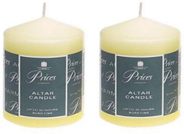 2 x 2 x Ivory Altar Candle 100mm X 80mm 50 Hours Burn Time