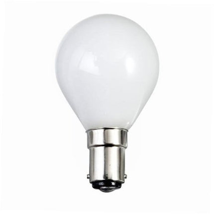 10 x G45 25 WATT SMALL BAYONET B15 CAP OPAL (WHITE) FINISH GOLF BALL LIGHT ROUND BULBS 2,000 HOUR DOUBLE LIFE