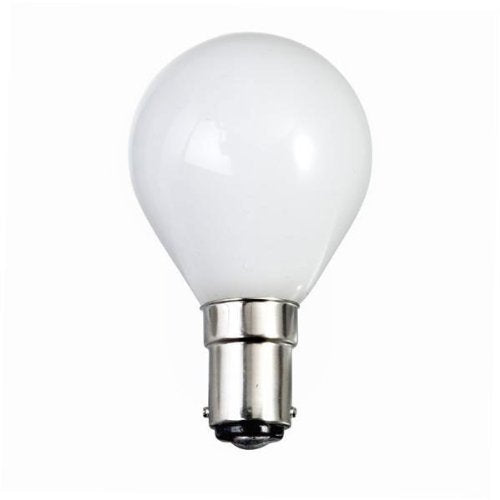 10 x G45 25 WATT SMALL BAYONET B15 CAP OPAL (WHITE) FINISH GOLF BALL LIGHT ROUND BULBS 2,000 HOUR DOUBLE LIFE