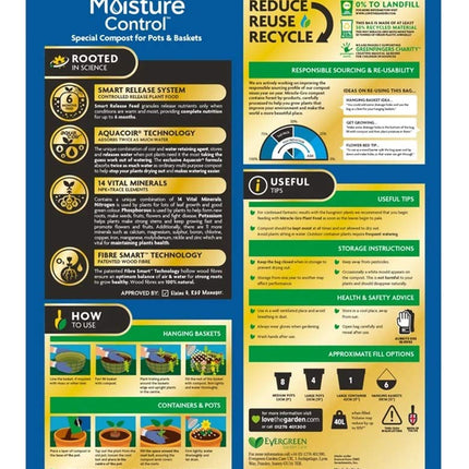 Miracle-Gro Moisture Control Enriched Compost Miracle Gro Pots Baskets 40L