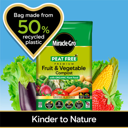 Miracle-Gro PEAT FREE Premium Fruit & Vegetable Compost with Organic Plant Food, 40 litre