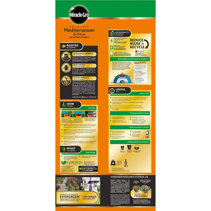Miracle-Gro 119784 Premium Mediterranean & Citrus Compost - 6 Litre Bag, (New 2020 Range), Orange