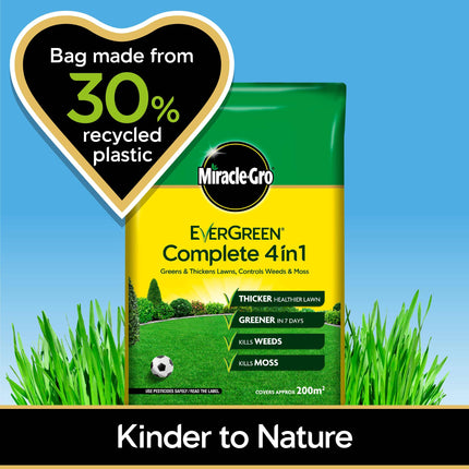 Miracle-Gro Evergreen Complete 4-in-1 Lawn Food - 200 m2, 7 kg, Lawn Food, Weed & Moss Control,