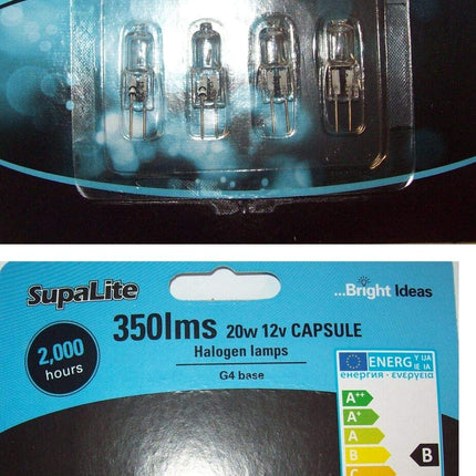 Halogen Capsule Lamps Light Bulbs 4 X 20 WATT 12V, G4 Base