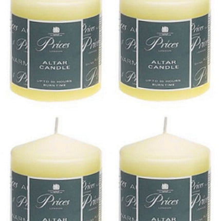 4 x Prices Ivory Altar Candle 100mm X 80mm 50 Hours Burn Time