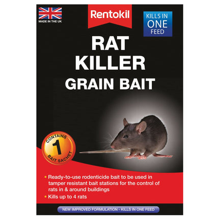 Rentokil PSR31 Rat Killer Grain Bait, Sachet,Black,50 gm