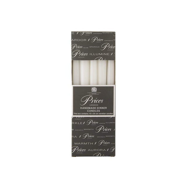 Prices 2 X Venetian 10 Inch Dinner Candle Wrapped Box of 10 - White