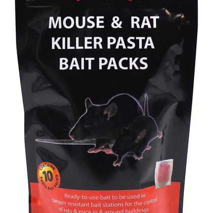 Rentokil Mouse & Rat Killer Pasta Bait Packs - 10x10g Sachet, Black