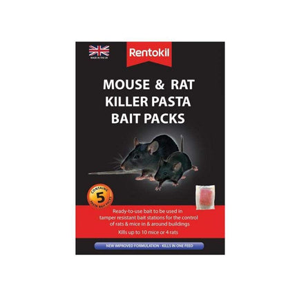 RENTOKIL MOUSE&RAT KILLER PASTA BAIT 5 SACHET PACK NEW IMPROVED FORMULATION