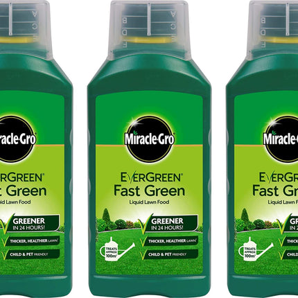 Miracle-Gro Fast Green Liquid Concentrate, Lawn Food - 100 sq m Coverage, Fast-Acting, Results in 24 hours, (Child and Pet Friendly), Extreme Green (3)