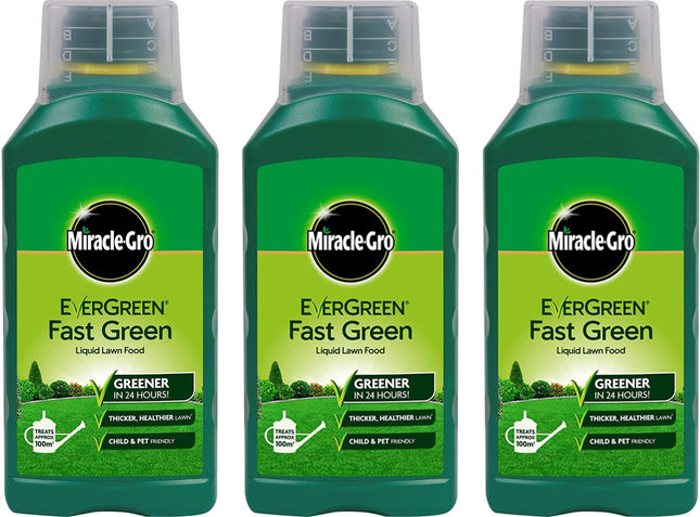 Miracle-Gro Fast Green Liquid Concentrate, Lawn Food - 100 sq m Coverage, Fast-Acting, Results in 24 hours, (Child and Pet Friendly), Extreme Green (3)