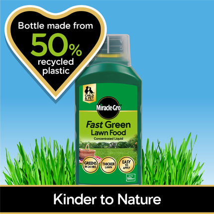 Miracle-Gro Fast Green Lawn Food Concentrated Liquid, 1 litre concentrate, 100 m² coverage