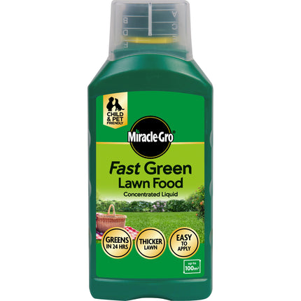 Miracle-Gro Fast Green Lawn Food Concentrated Liquid, 1 litre concentrate, 100 m² coverage