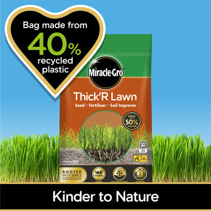 Miracle-Gro THICK'R Lawn Seed, Fertilliser & Soil Improver Fertiliser, Brown