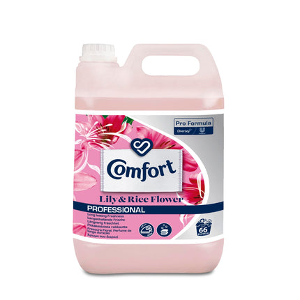 Comfort Pro Fabric Conditioner, Lily & Riceflower, Long-Lasting Freshness, Softness, Silk Protein, Biodegradable, 5L