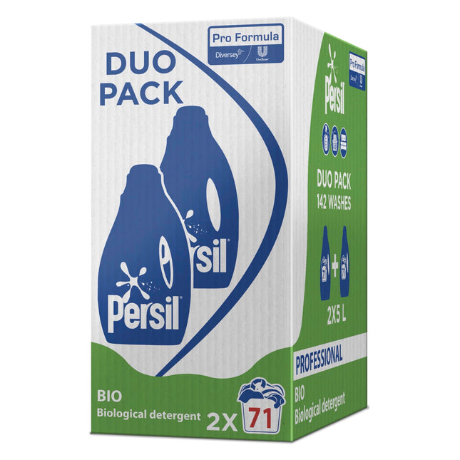 Persil Pro Formula Bio Liquigel, High Performance Liquid Detergent for Tough Stains, Enzyme-Activated, Optical Brighteners, Low Temp Wash, 2 x 5L