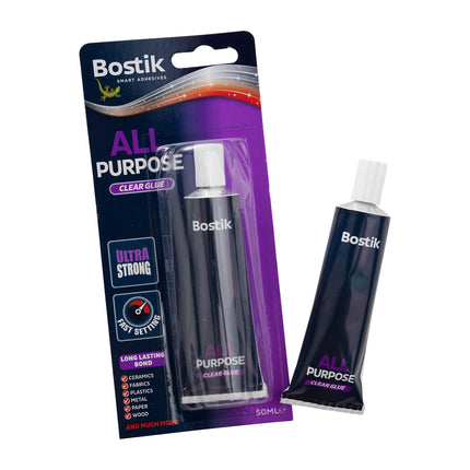 Bostik All Purpose, Ultra Strong, Fast Setting, Clear Glue for Minor Household Repairs, 50ml