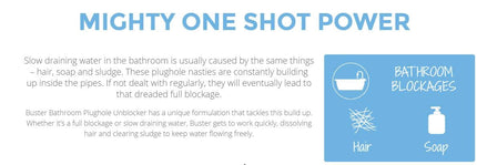 Buster Bathroom Plughole Unblocker, 3 x 300ml