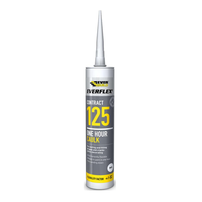 Everbuild 2 x Everflex 125 WHITE One Hour Decorators Caulk LARGE 380ml