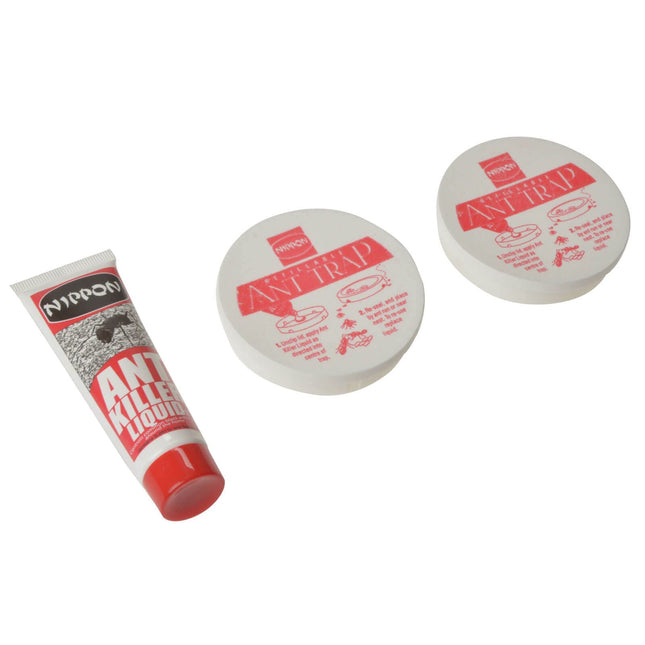 Nippon Ant Control System with 2 Traps and 25g Ant Killer Liquid - Kills ants and the nests