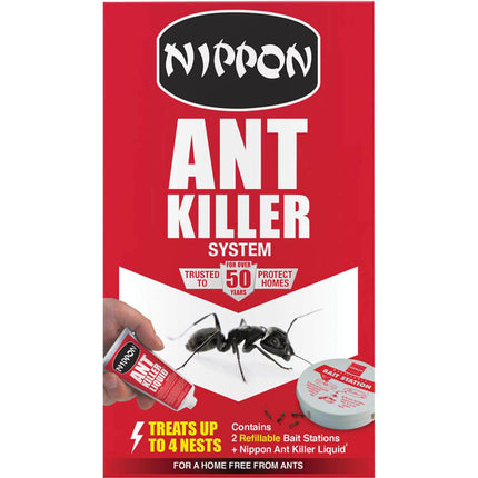 Nippon Ant Control System with 2 Traps and 25g Ant Killer Liquid - Kills ants and the nests