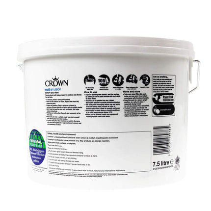 CROWN Matt Emulsion Paint 7.5L Pure Brilliant White