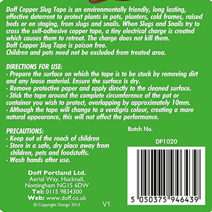 DOFF DOFAM004DS 4M Slug and Snail Adhesive Copper Tape - Multi-Colour