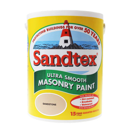 Sandtex Ultra Smooth Masonry Paint 5 Litre Stock Colours - Sandstone