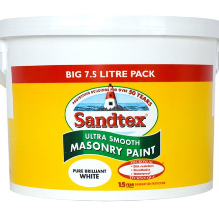 Sandtex Ultra Smooth Masonry Paint 7.5L Pure Brilliant White