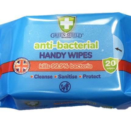 Green Shield Antibacterial Handy Pocket / Travel Wipes 20 wipes