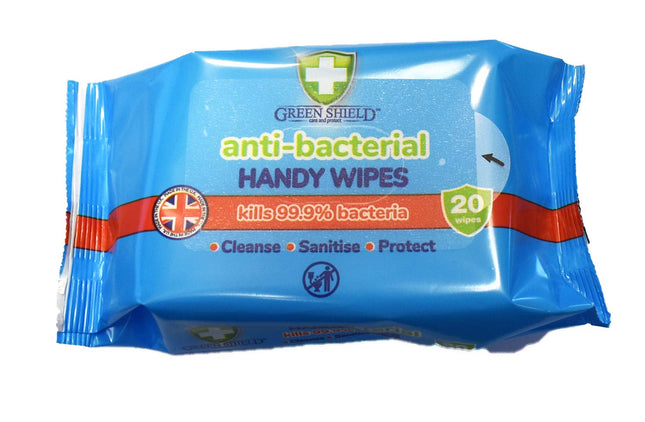Green Shield Antibacterial Handy Pocket / Travel Wipes 20 wipes