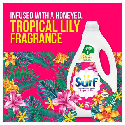 2 Pack of Surf Tropical Oasis Biological Liquid Detergent with exotic Fragrance, 2.16 Liters 80 Washes, An exotic blend of Tropical Lily and Ylang Ylang!