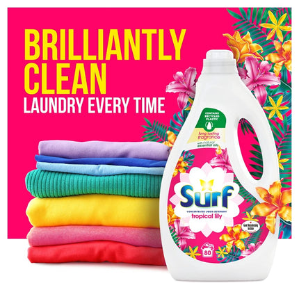 2 Pack of Surf Tropical Oasis Biological Liquid Detergent with exotic Fragrance, 2.16 Liters 80 Washes, An exotic blend of Tropical Lily and Ylang Ylang!