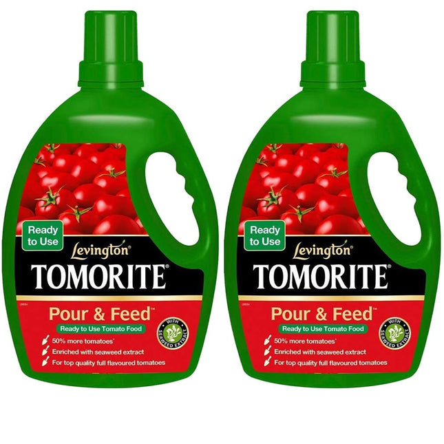 Tomorite Levington Seaweed Enriched Flavour Enhancing Pour & Feed Ready To Use 3L 3000ml Tomato Fertiliser (2 Bottles)