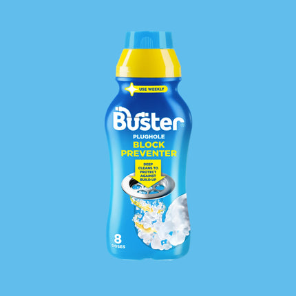 Buster Plughole Block Preventer, 500ml, Prevent Blockages in Bathrooms and Kitchens and Deep Clean to Protect Against Build-Up-For Use in All Plugholes, Pipes and Overflows