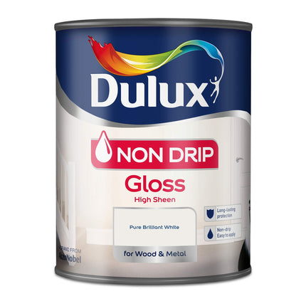 Dulux Non Drip Gloss Paint For Wood And Metal - Pure Brilliant White 750 ml