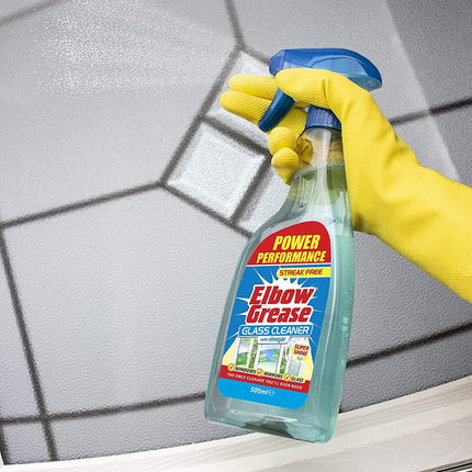 Elbow Grease Glass Cleaner with Vinegar for Windows and Mirrors, 500 ml - Window Cleaning Equipment (Pack of 6)