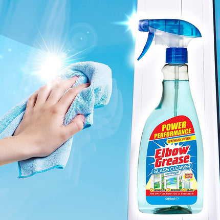 Elbow Grease Glass Cleaner with Vinegar for Windows and Mirrors, 500 ml - Window Cleaning Equipment (Pack of 6)
