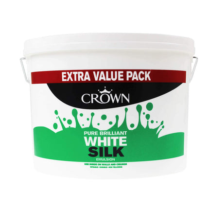 Crown Silk Wall & Ceiling Paint Emulsion - Pure Brilliant White - 7.5 litres