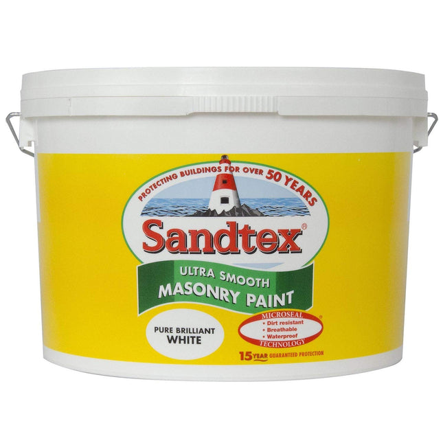 Sandtex Microseal Brilliant White External Matt Smooth Masonry Paint 10L