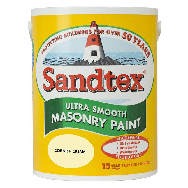 Sandtex Masonry Paint 2.5L Ultra Smooth Cornish Cream