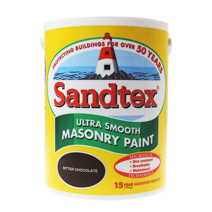 CROWN SANDTEX 5 LITRE ULTRA SMOOTH MASONRY PAINT - BITTER CHOCOLATE