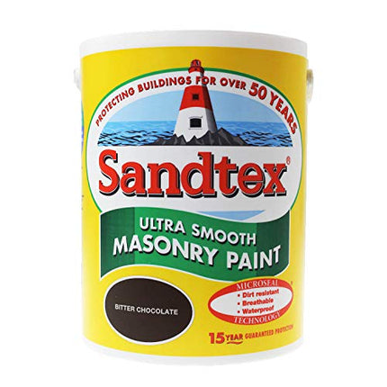 CROWN SANDTEX 5 LITRE ULTRA SMOOTH MASONRY PAINT - BITTER CHOCOLATE