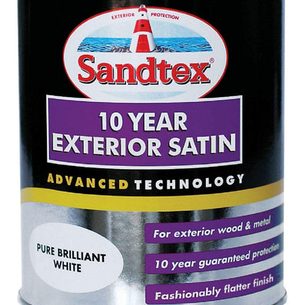 Sandtex 10 Year Exterior Satin 750ml Brilliant White