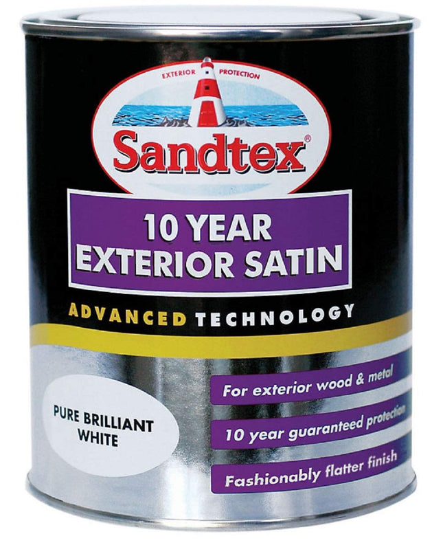 Sandtex 10 Year Exterior Satin 750ml Brilliant White