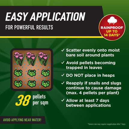 Doff Power Up Slug & Snail Killer - 3X More Powerful, 3X More Coverage Slug Pellets for Gardens & Homes - Rainproof & Fast-Acting Slug & Snail Control, 650g