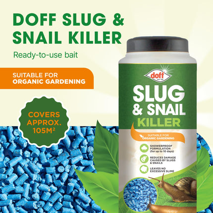 Doff Slug & Snail Killer - 400g Slug Pellets for Garden - Ferric Phosphate Slug and Snail Pellets - Long Lasting Pest Control In Damp Conditions for Up to 14 Days - Crop Friendly