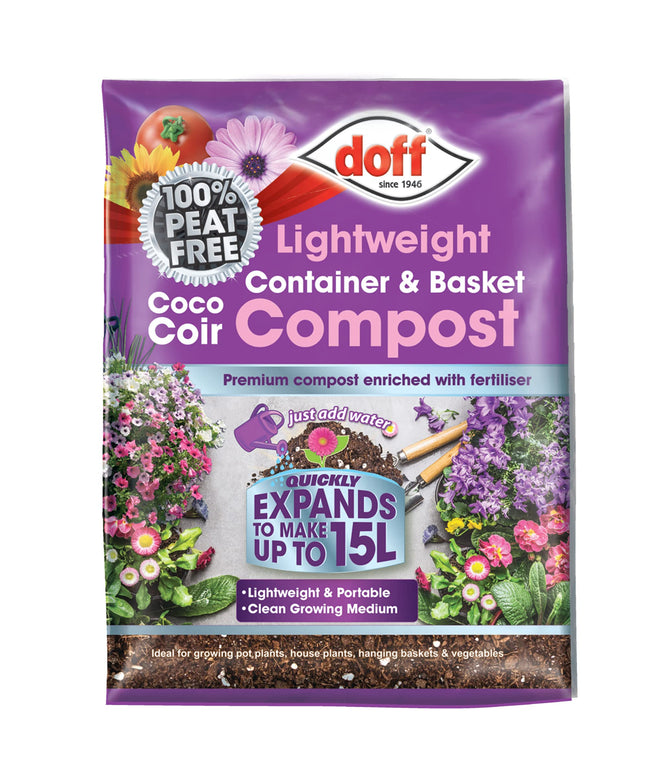 DOFF Lightweight Container & Basket Compost. 15L Sustainable Growing Media