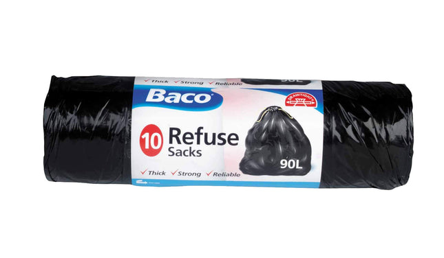 Baco 90L Refuse Sacks, Thick, Strong, Reliable, x10